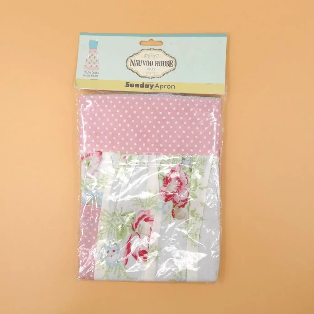 Sunday Apron Blue Roses Polka Dots Print Cotton Retro Ladies Cottage